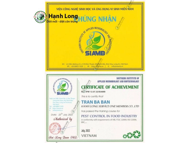 Hạnh Long có đầy đủ các chứng chỉ hành nghề và chứng nhận chất lượng